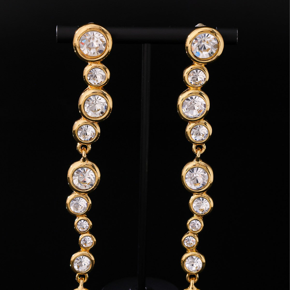 Timeless Gold Crystal Drop Earrings | 925 Silver Post