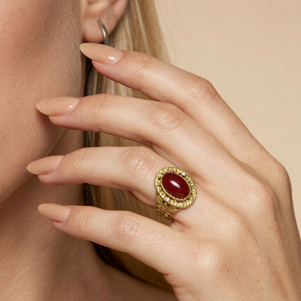 Vintage Red Agate Ring