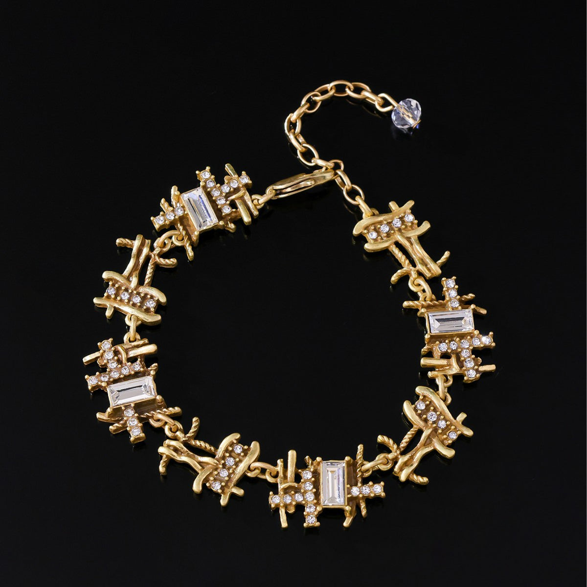 Antique Gold Crystal Lattice Jewelry Set – Necklace, Earrings & Bracelet
