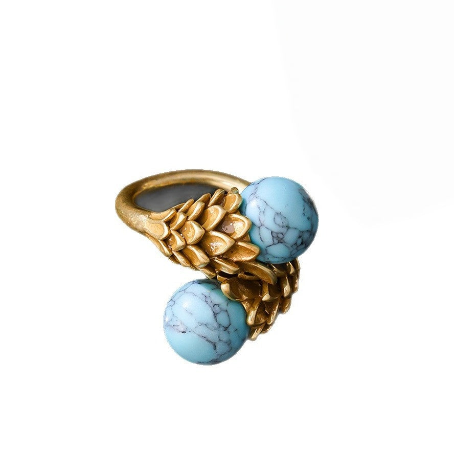 Vintage Double Blue Turquoise Bypass Ring