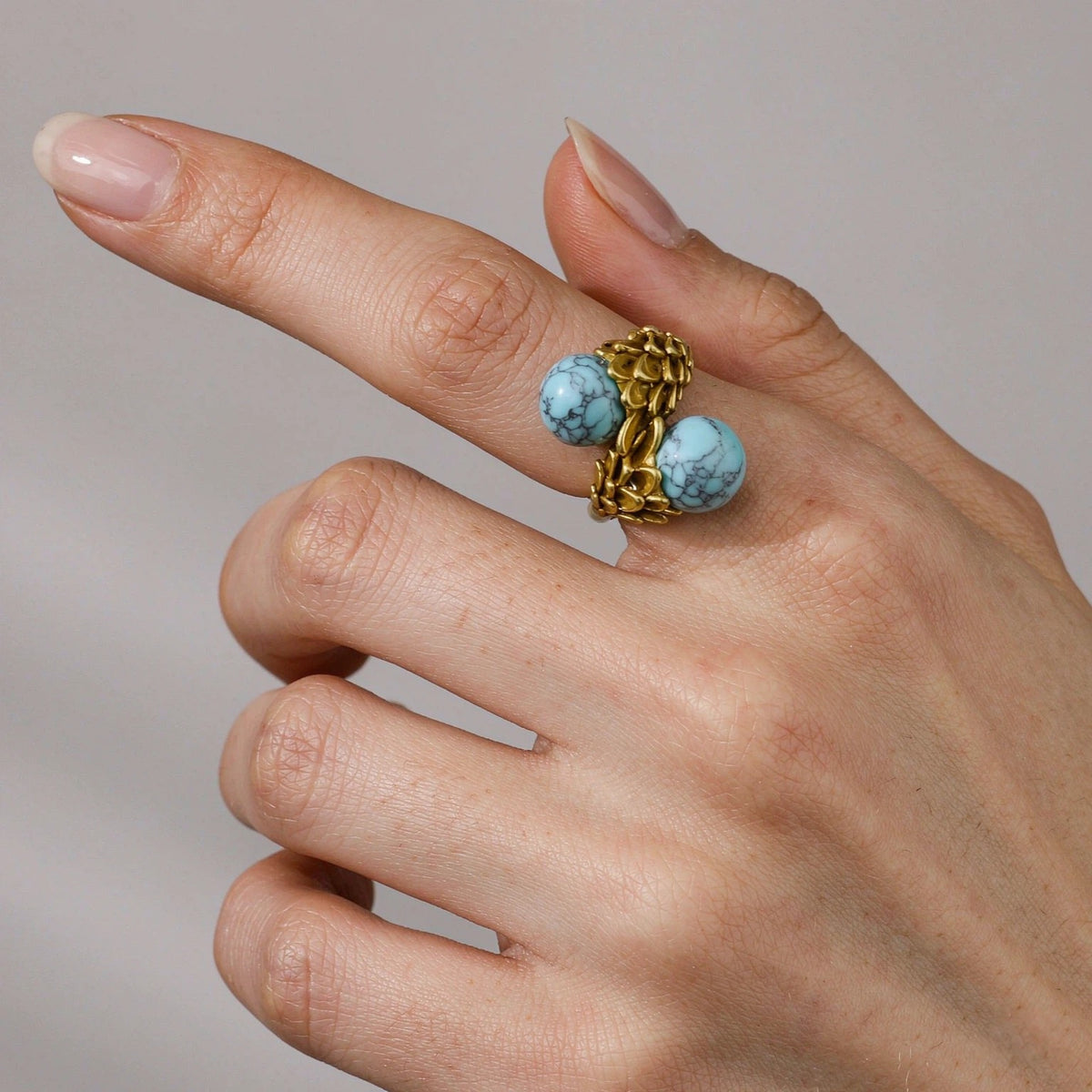Vintage Double Blue Turquoise Bypass Ring