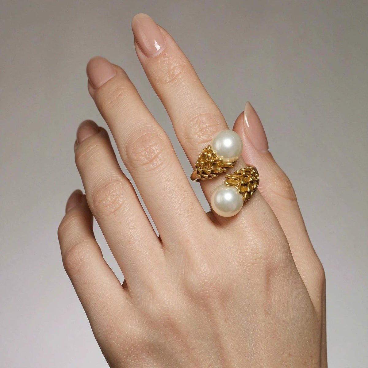 Vintage Double Pearl Bypass Ring