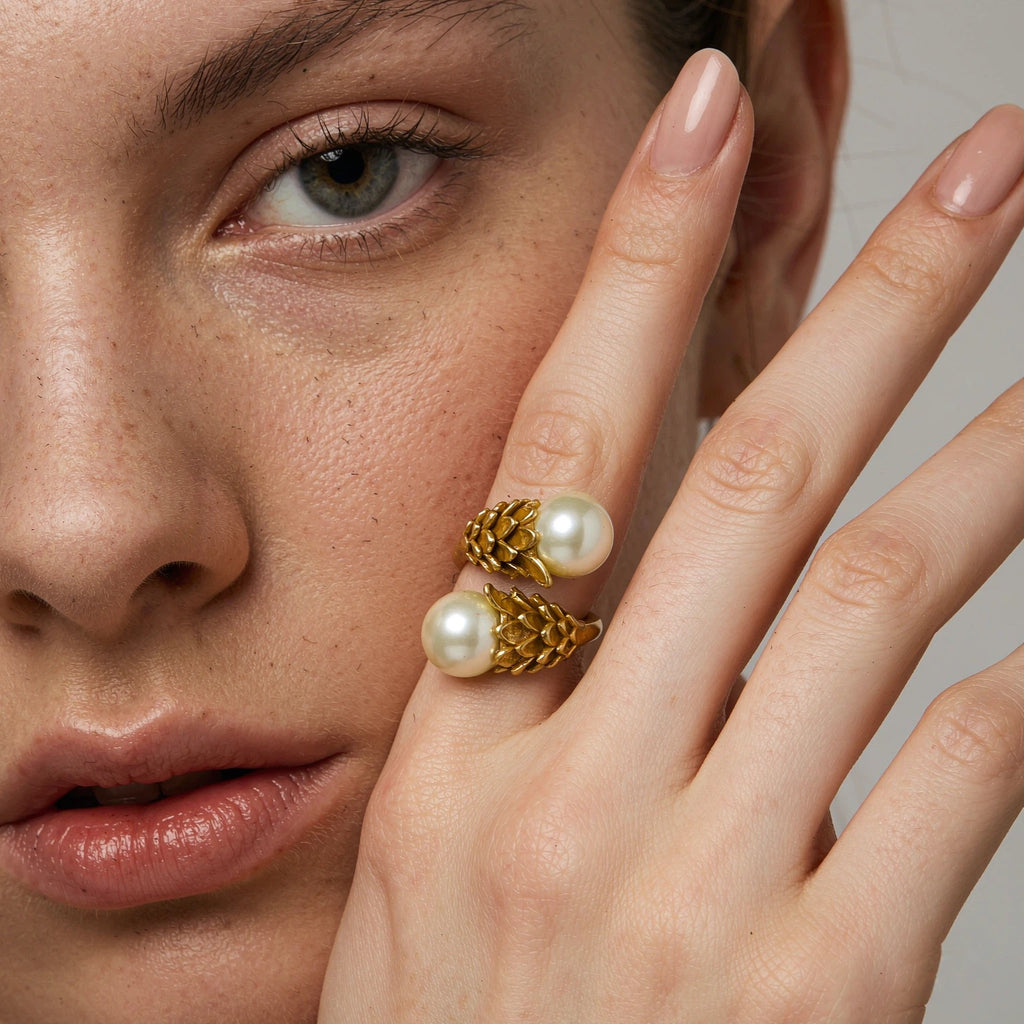 Vintage Double Pearl Bypass Ring