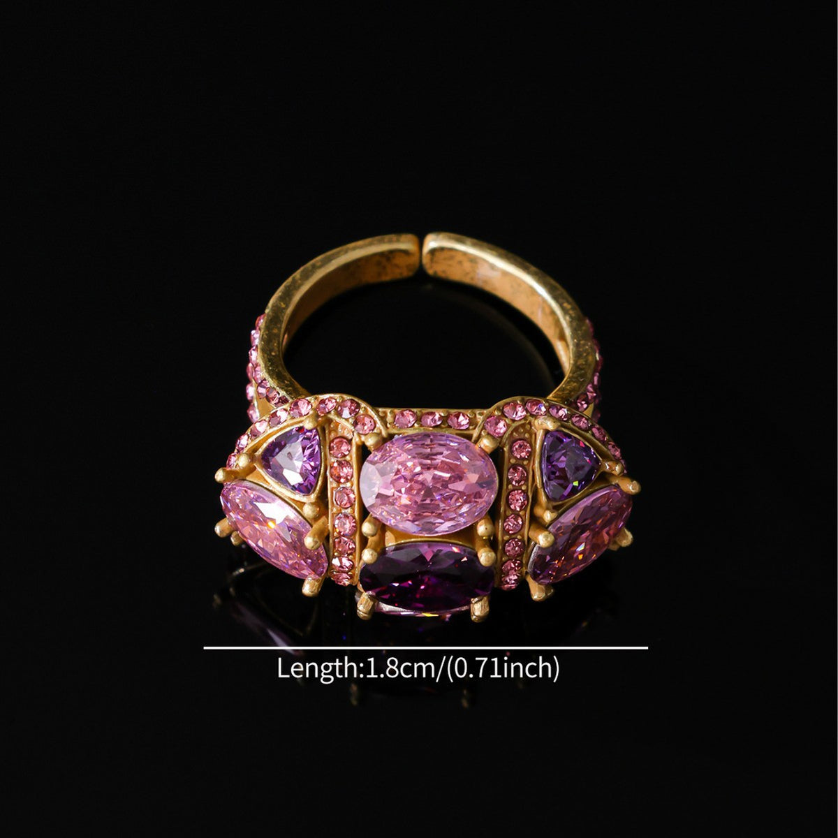 Baroque Pink & Purple Crystal Cluster Ring